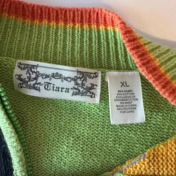 Vintage Tiara Halloween Zip Up Sweater Vest Size XL Embroidered Beaded 90s - Picture 6 of 13